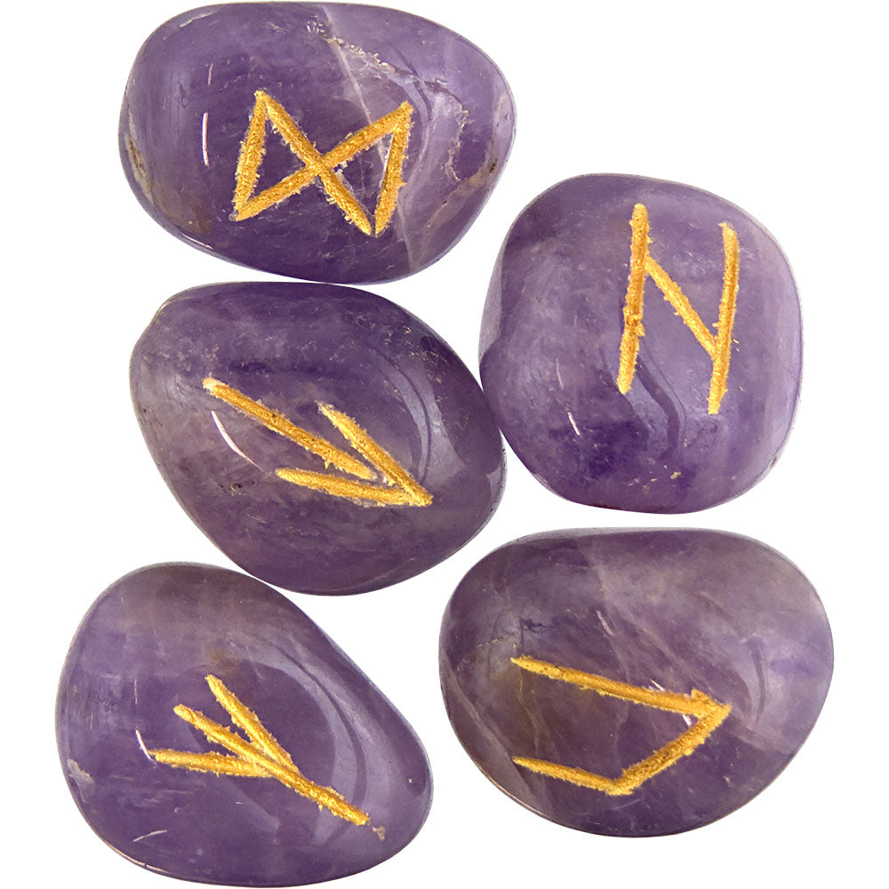 Amethyst Rune Set with Velvet Bag