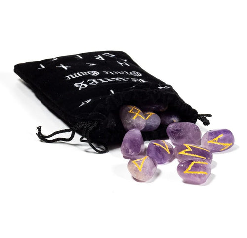 Amethyst Rune Set with Velvet Bag