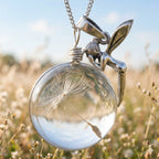 Charming "Angel and Dandelion" Pendant Necklace