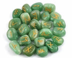 Green Aventurine Rune Set with Velvet Bag