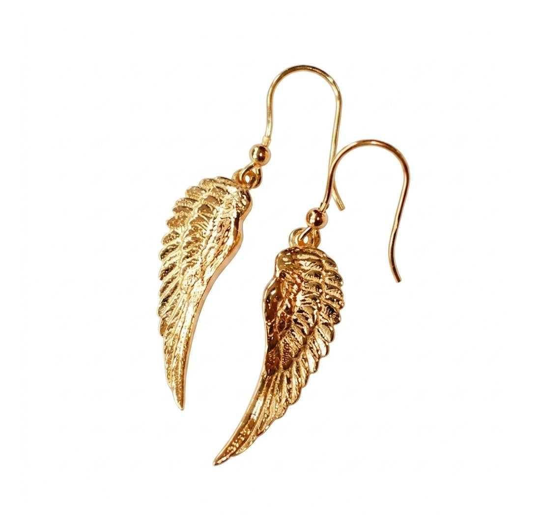 Golden Elegant Angel Wing Drop Earrings