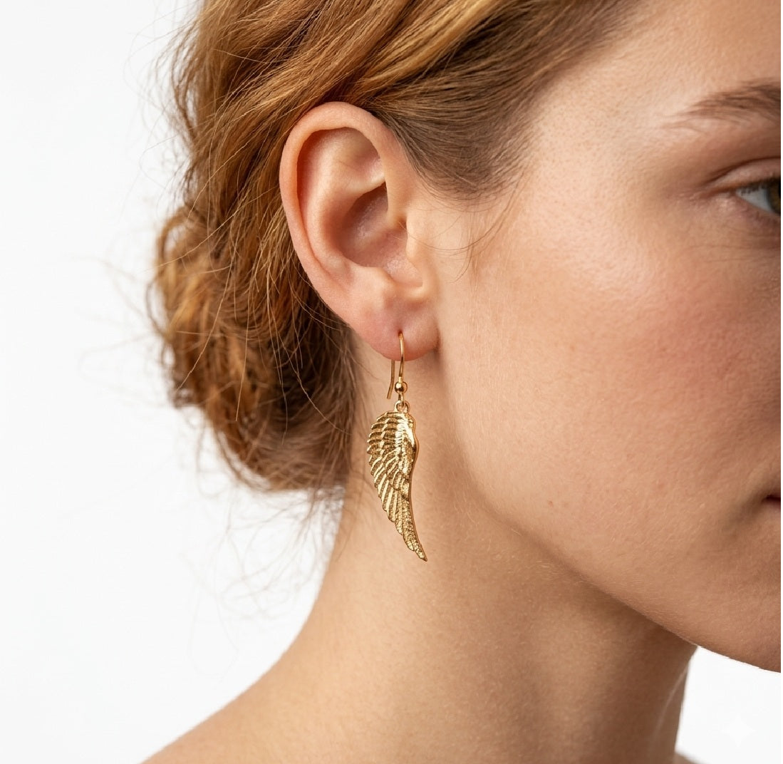Golden Elegant Angel Wing Drop Earrings