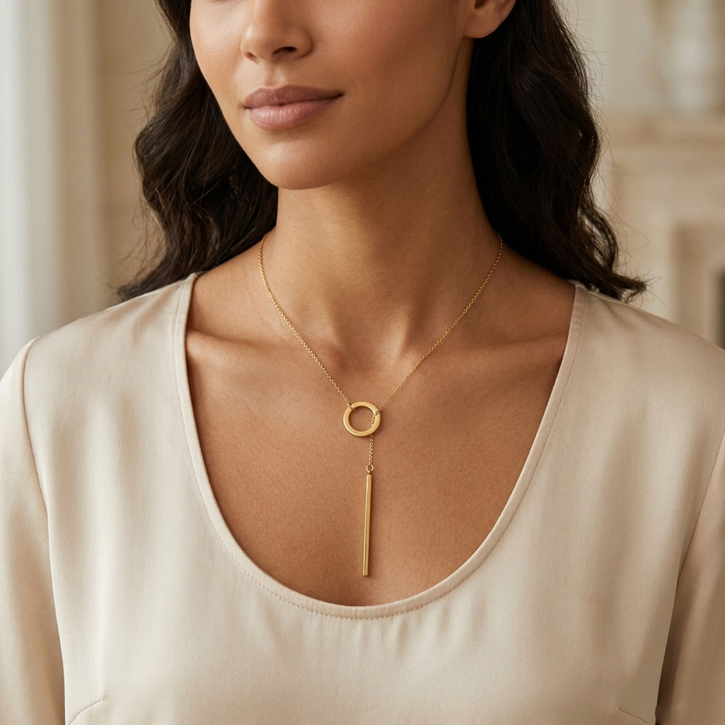 Ladies' Golden Y-Shaped Necklace