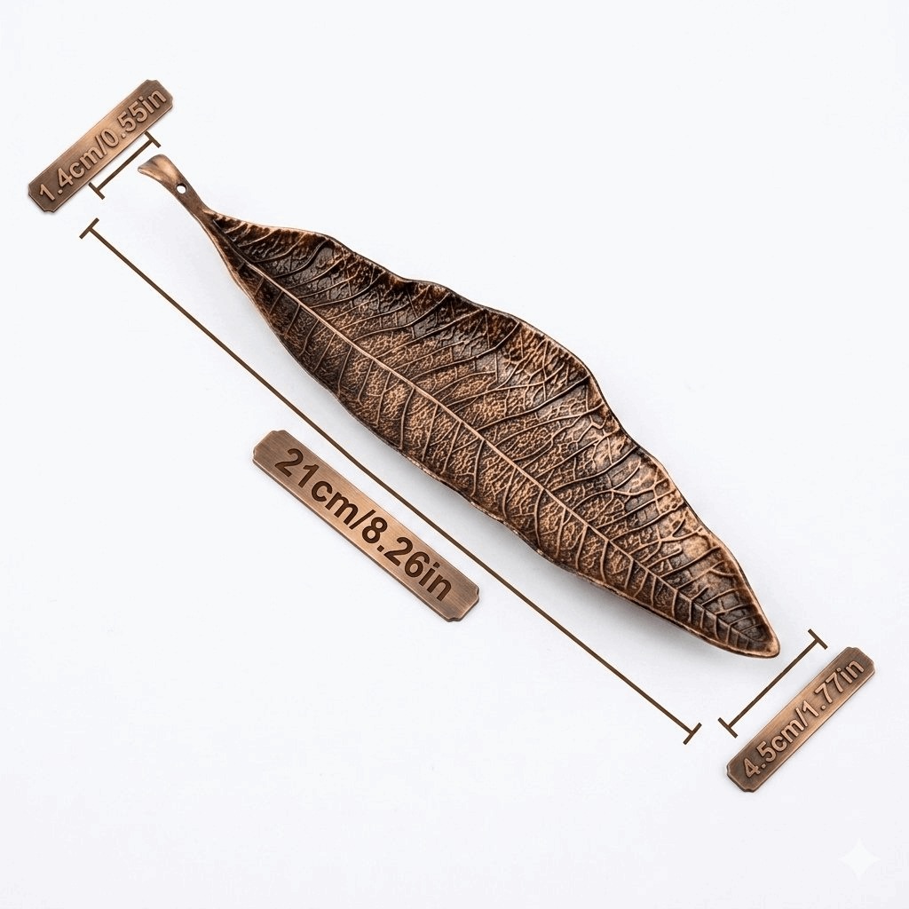 Leaf-shaped metal incense holders Antique copper