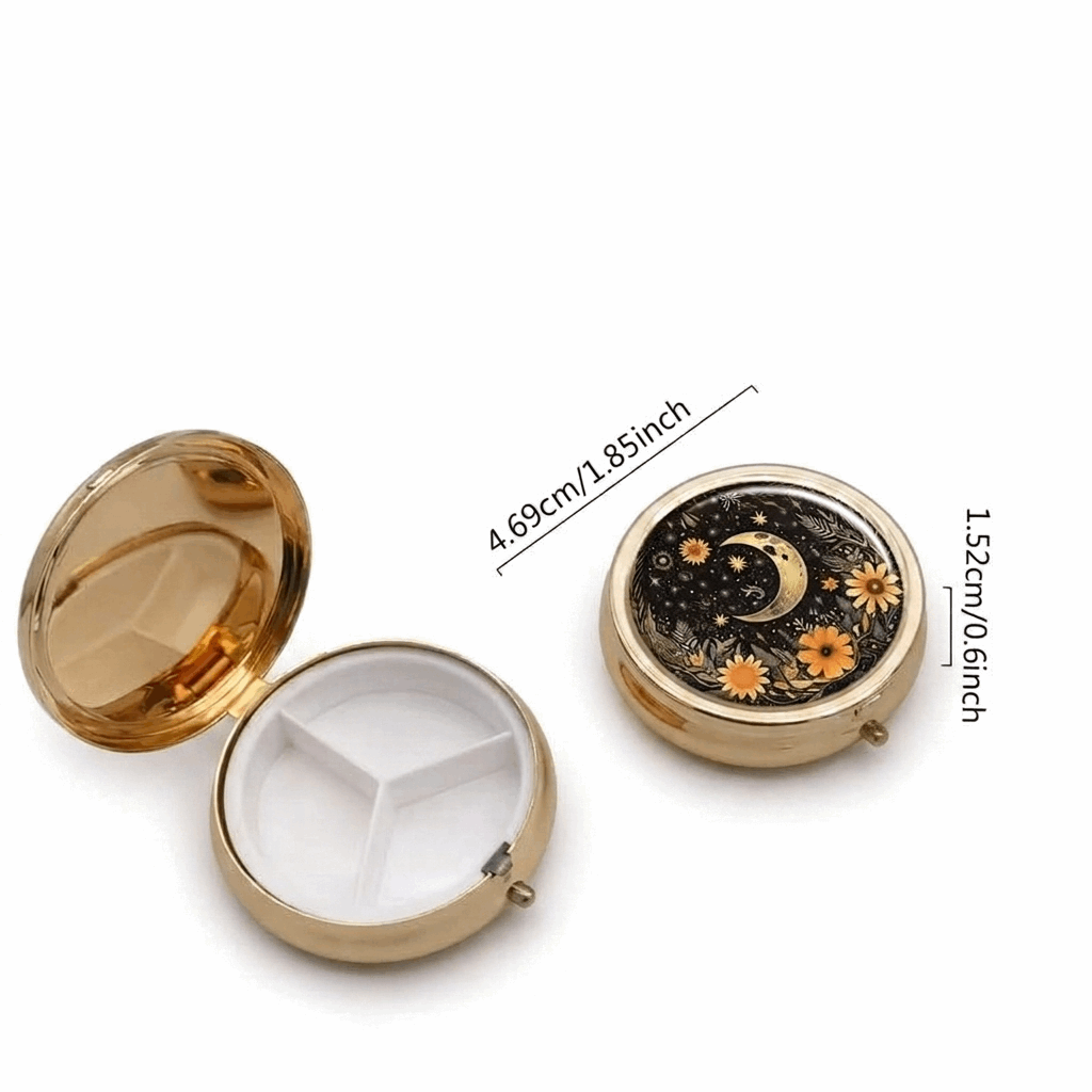 Golden Moon Themed Mini Pill Box