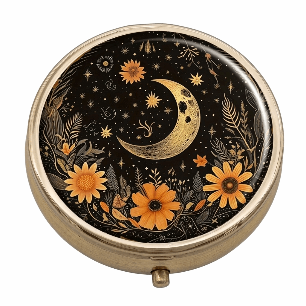 Golden Moon Themed Mini Pill Box