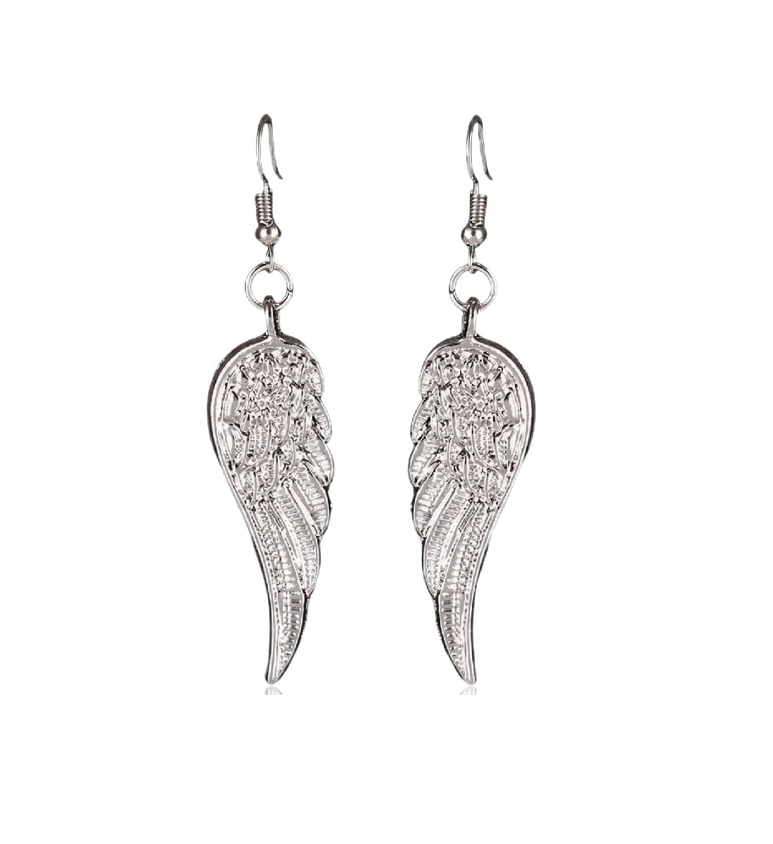 Silver Elegant Angel Wing Drop Earrings