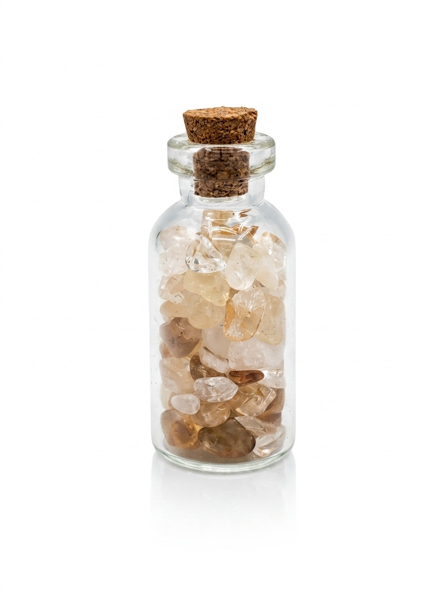 Stone Chips Bottle - Citrine & Quartz