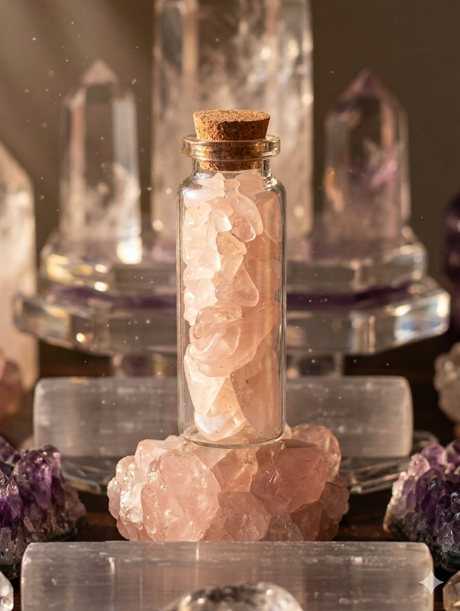 Stone Chips Bottle - Rose  Quartz