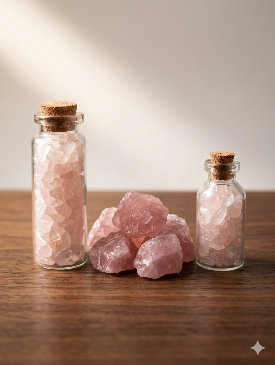 Stone Chips Bottle - Rose  Quartz