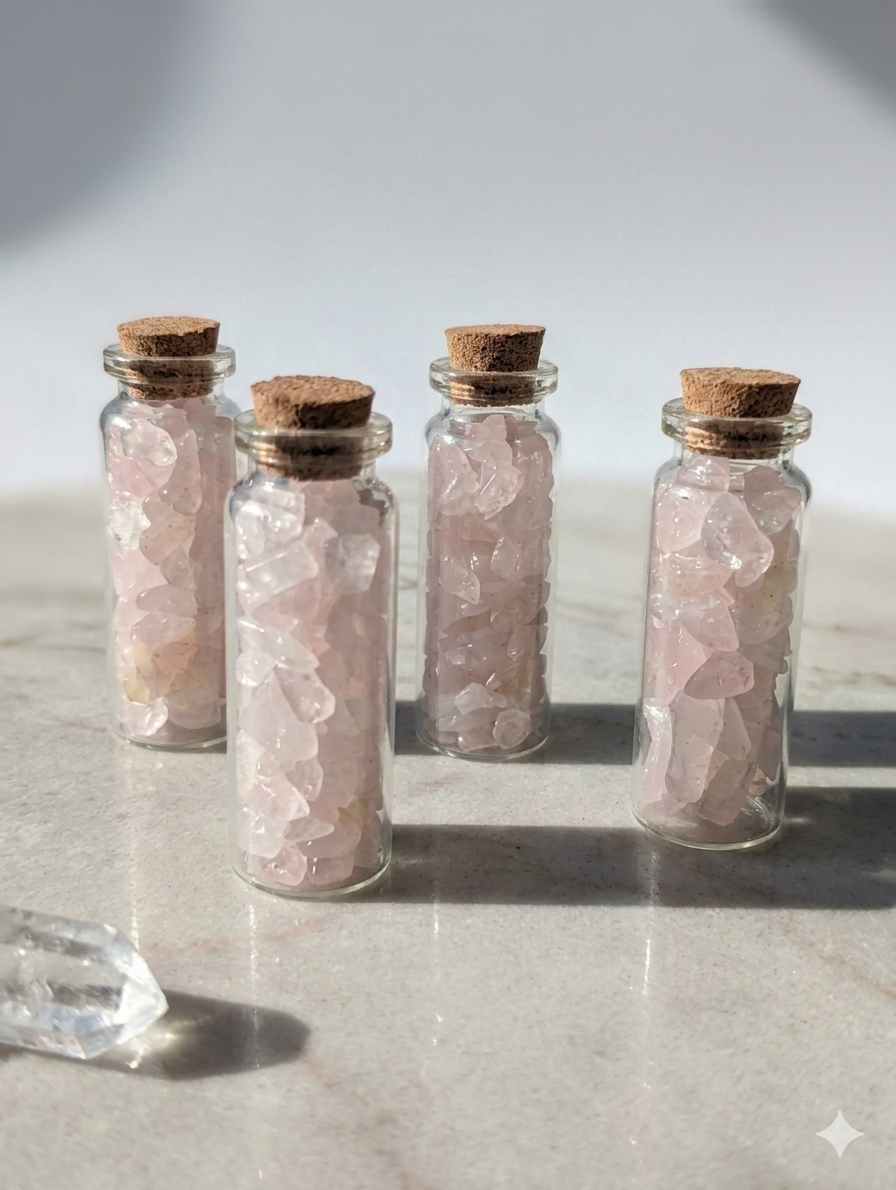 Stone Chips Bottle - Rose  Quartz