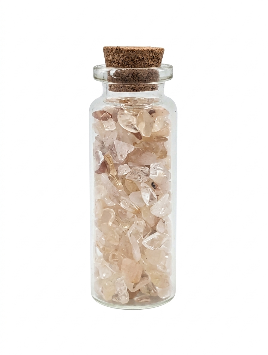 Stone Chips Bottle - Citrine & Quartz
