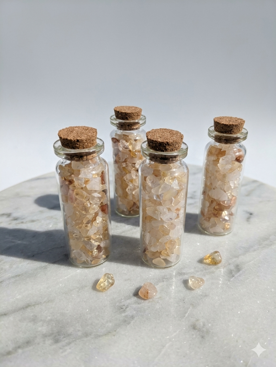 Stone Chips Bottle - Citrine & Quartz
