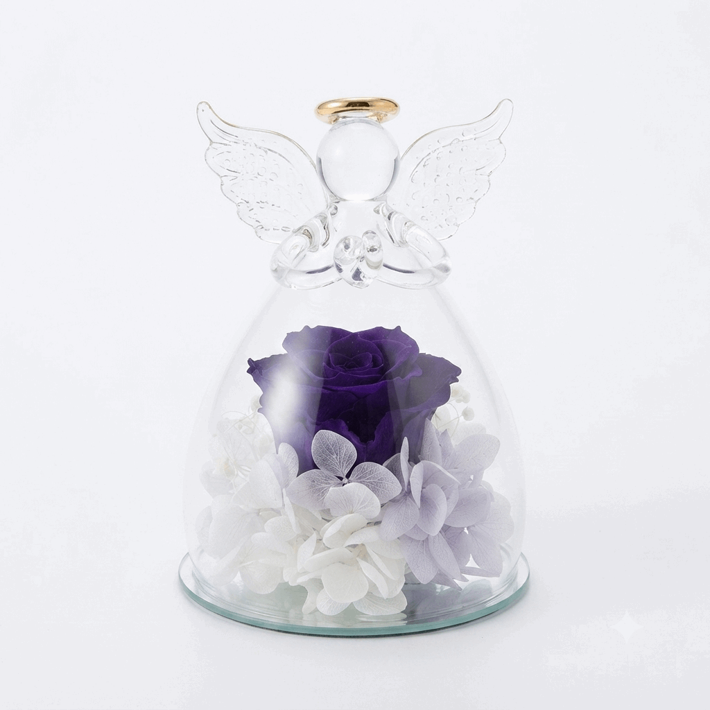 Glass angel with a flower