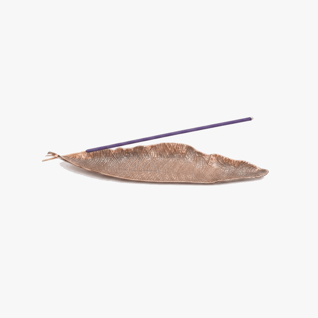 Leaf-shaped metal incense holders Antique copper