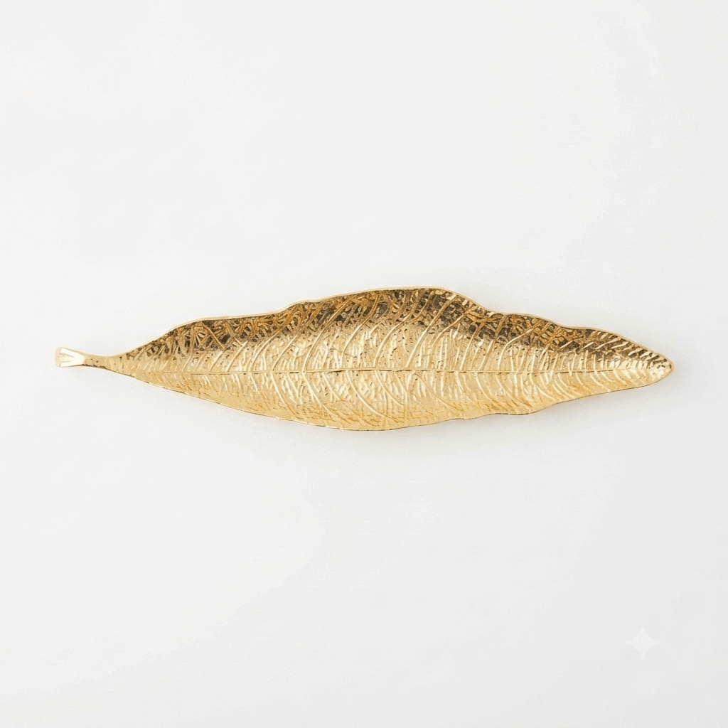 Leaf-shaped metal incense holders Golden
